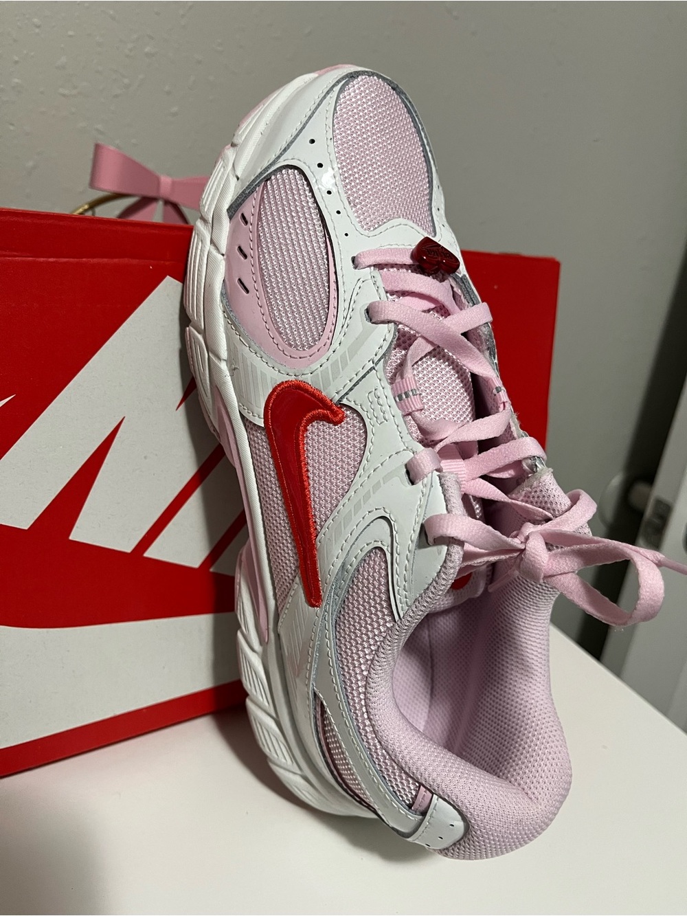 Nike Women’s Pink, White and Red Low-Top Sneaker - Picture 2 of 3